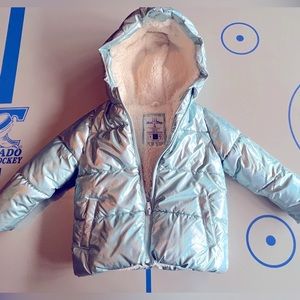4t light blue, shiny metallic jacket GAP